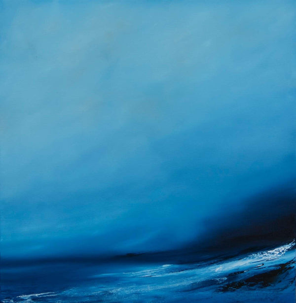 Blue abstract painting with a gradient effect