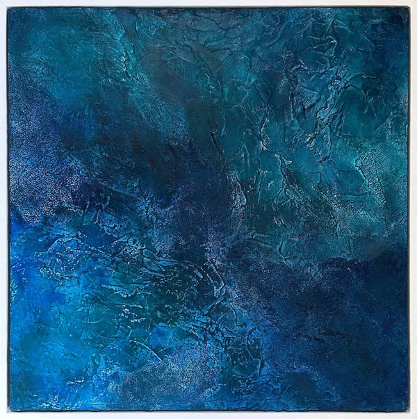 Aerial view ocean painting with shifting waves by Guy Trinquet.